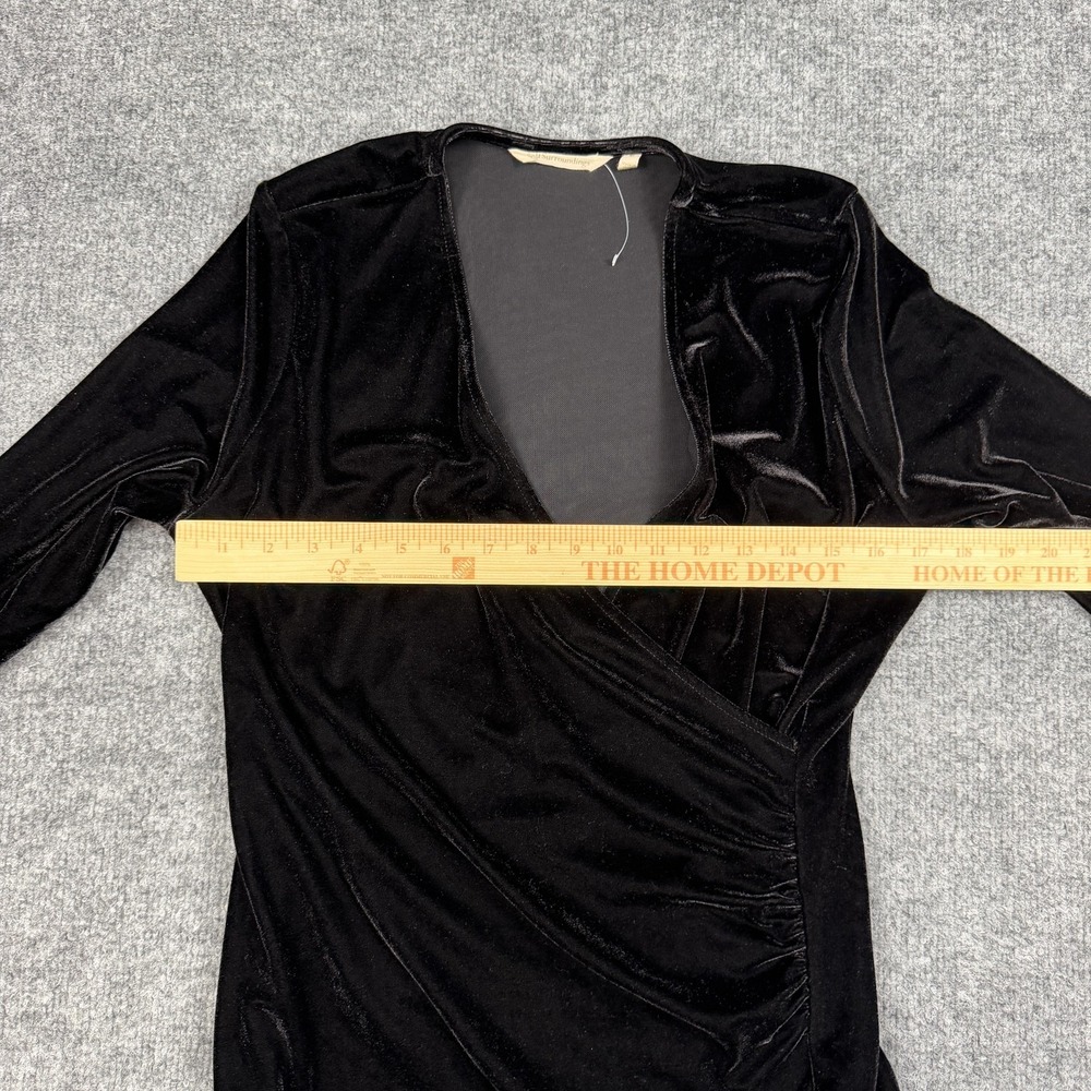 Soft Surroundings Shirt Womens Medium Black Velvet Tunic Wrap‎ Top Party Holiday - Picture 6 of 11